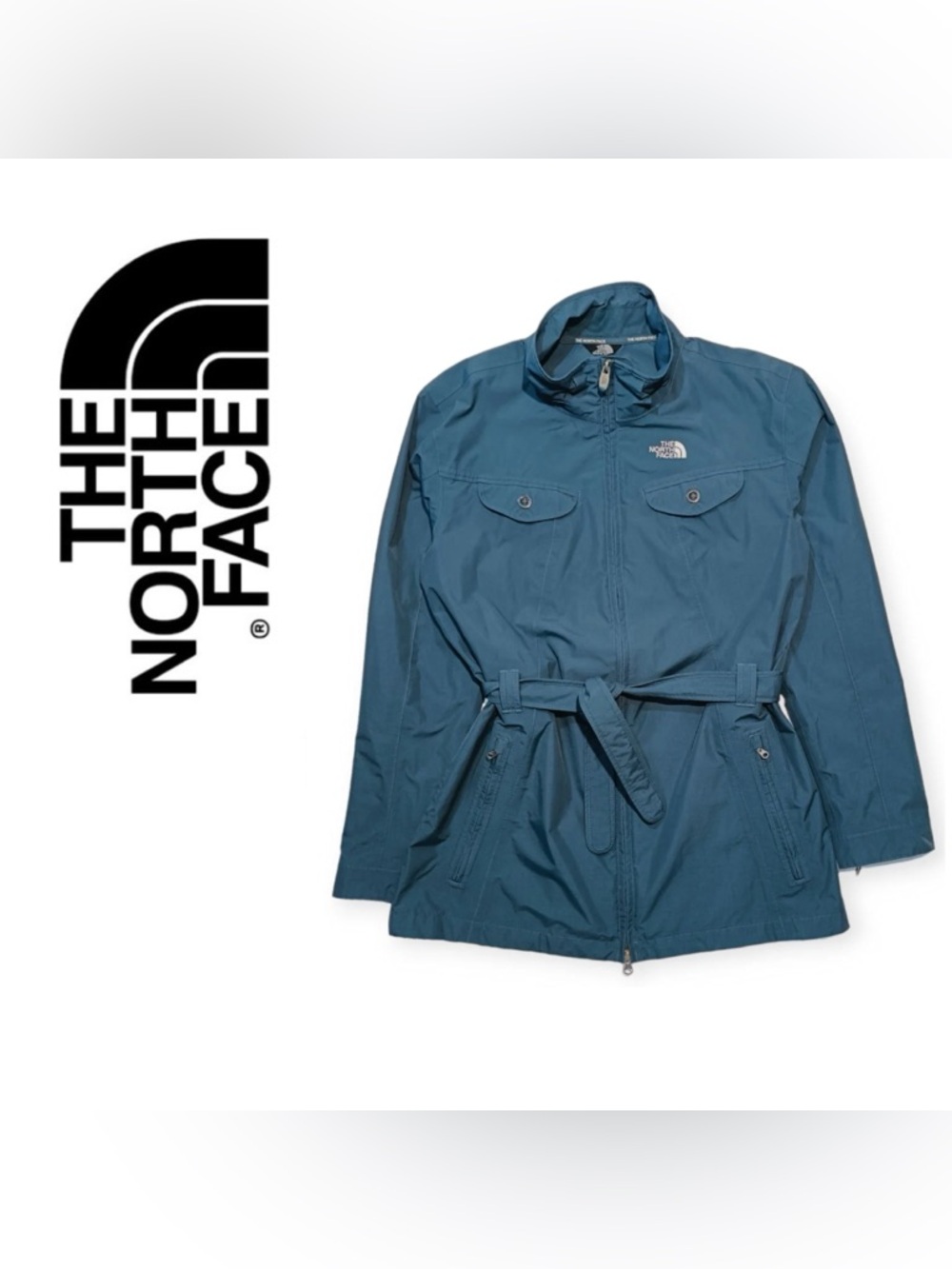 The North Face Blue Hyvent belted Jacket